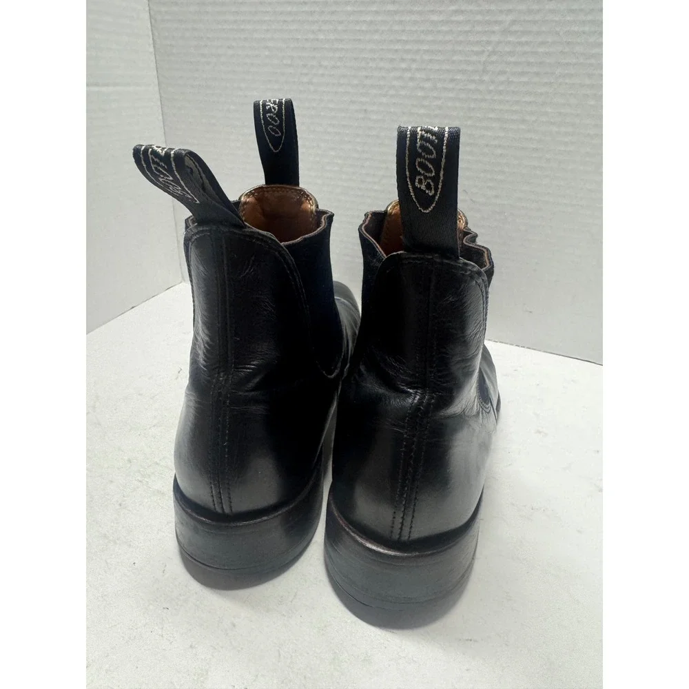 Booteroo Australian Made Black Leather Chelsea Boots Square Toe Pull On Mens